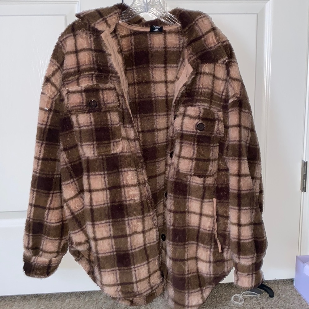 fuzzy flannel sweater